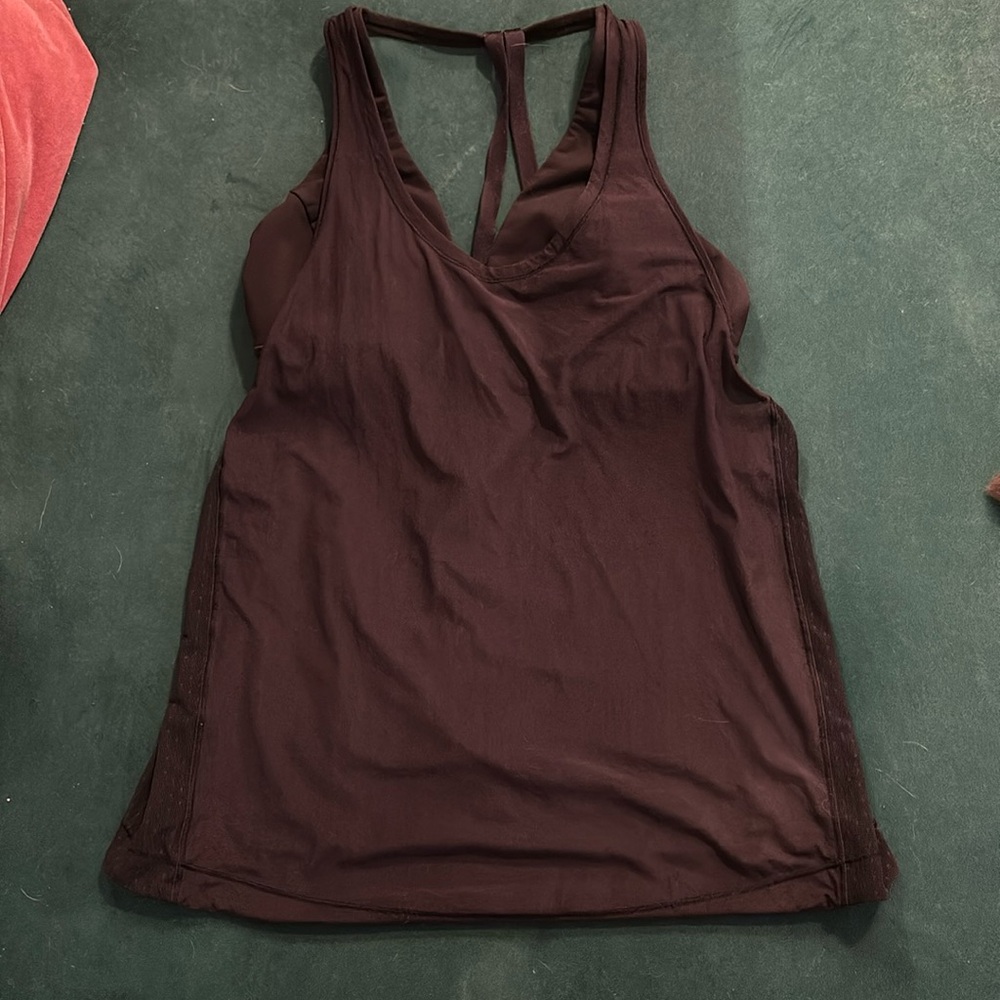 Lululemon sheer black tank with built in bra